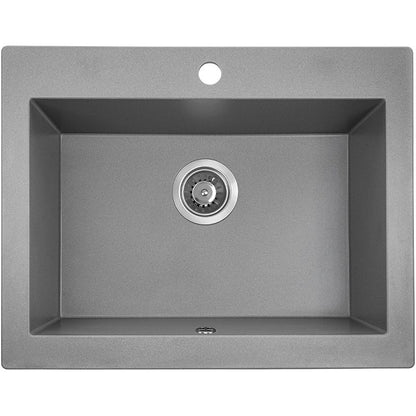 Laveo Granite Stone Sink Single Bowl 490x580 - Grey
