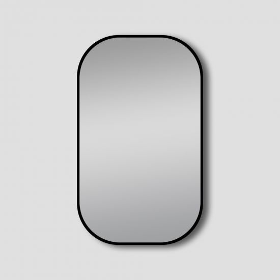 Rounded Rectangular Framed Mirror - Matte Black