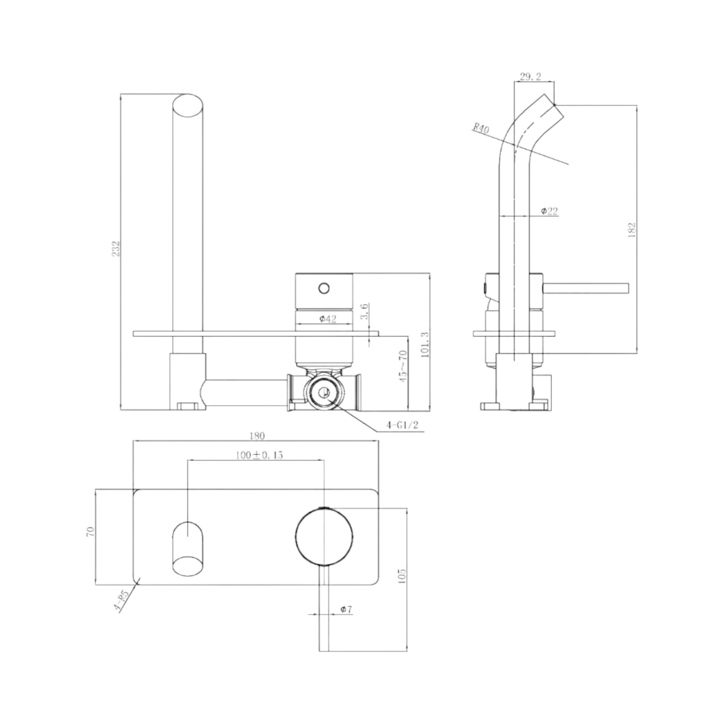 Otus Slimline SS Wall Mixer Rough-In Body