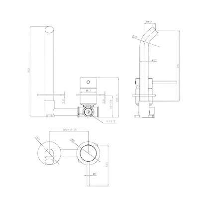 Otus Slimline SS Wall Basin Mixer Separate Back Plate Rough-in Body