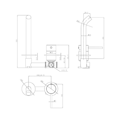 Otus Slimline SS Wall Basin Mixer Separate Back Plate Trim Kits - Matte Black