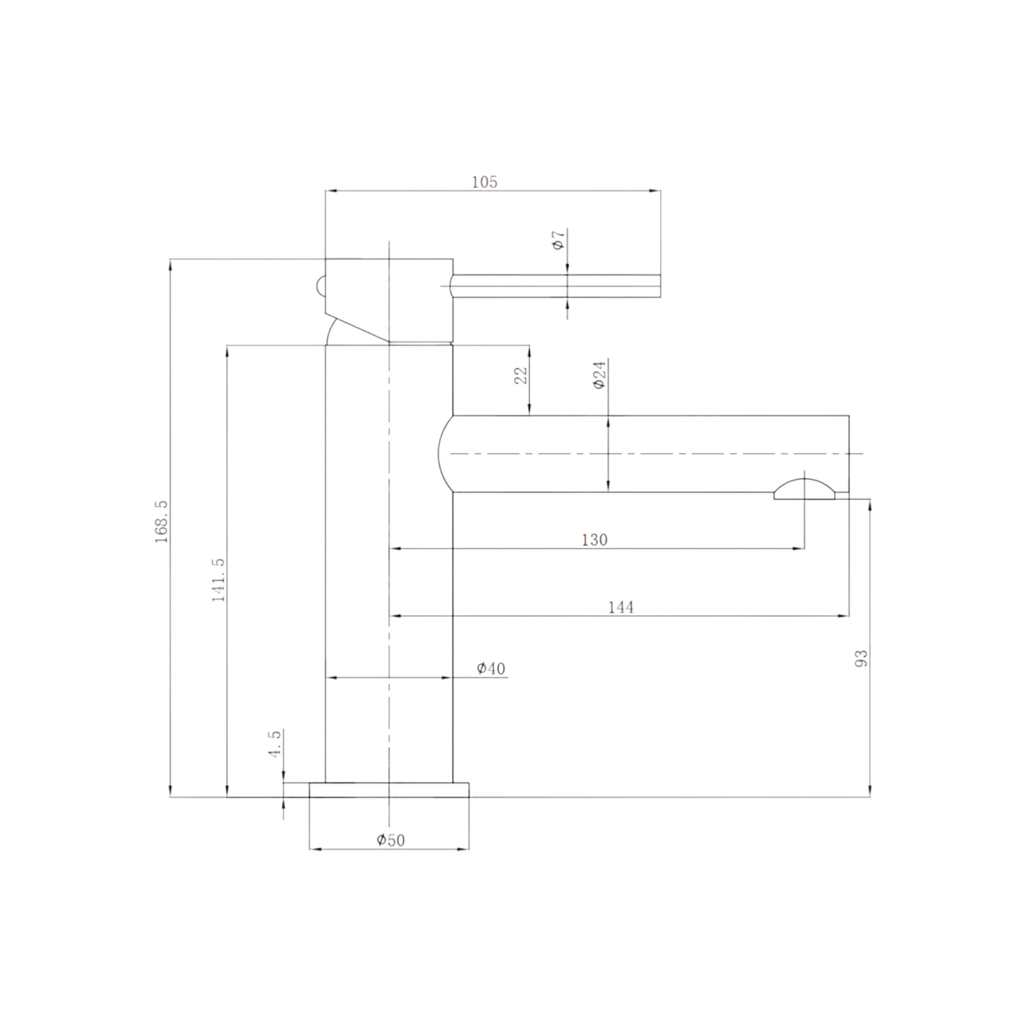 Otus Slimline Stainless Steel Basin Mixer - Stainless Steel