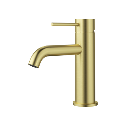 Otus Slimline Curved Spout Basin Mixer - Brushed Gold