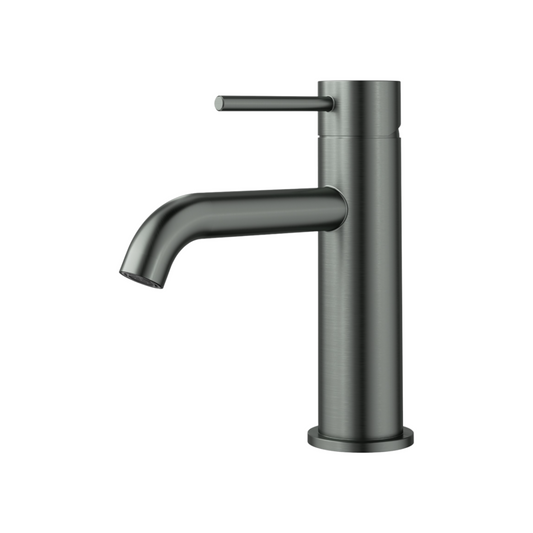 Otus Slimline Curved Spout Basin Mixer - Gunmetal