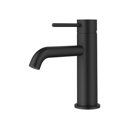 Otus Slimline Curved Spout Basin Mixer - Matte Black