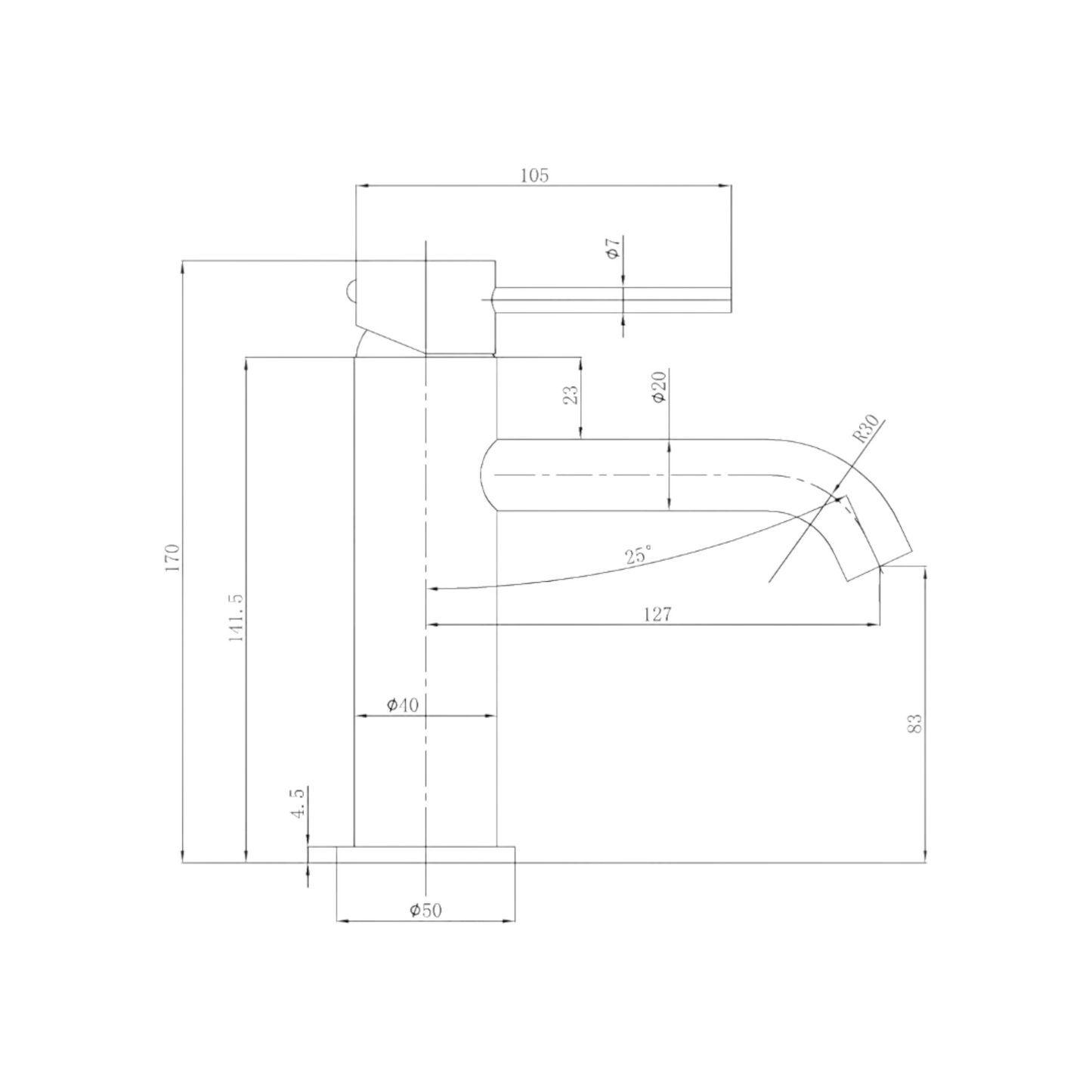 Otus Slimline Curved Spout Basin Mixer