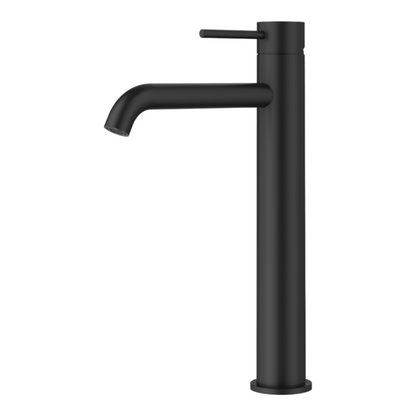 Otus Slimline Curved Spout Tall Basin Mixer - Matte Black