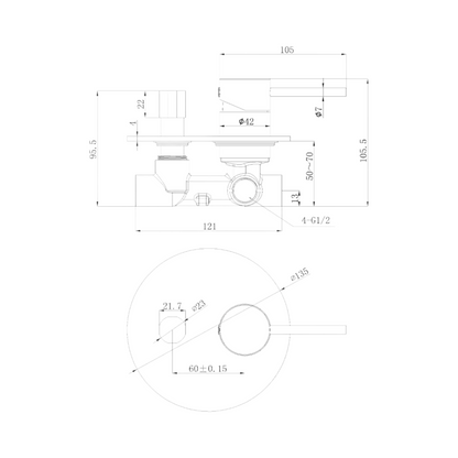 Otus Slimline Wall Diverter Mixer - Gunmetal