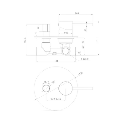 Otus Slimline Wall Diverter Mixer Rough-in Body