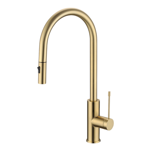 Aziz-II Pull Out Kitchen Mixer - Brushed Gold