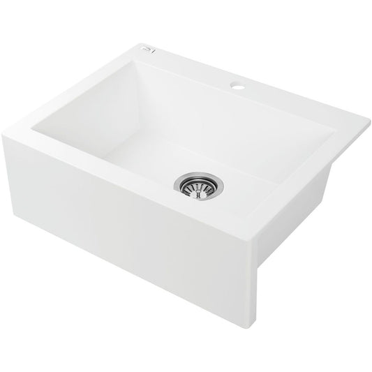 Laveo Granite Stone Sink Single Bowl 490x580 - White