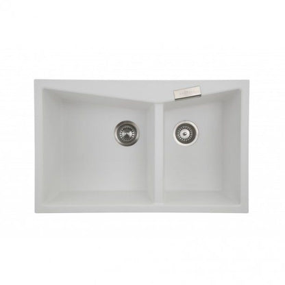 Carysil CGDB Double Bowl Granite Kitchen Sink Top/Flush Mount 800x500 - White