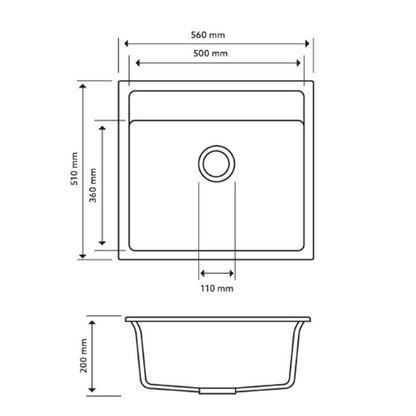 Carysil Waltz Single Bowl Granite Kitchen Sink 560x510 - Concrete Grey