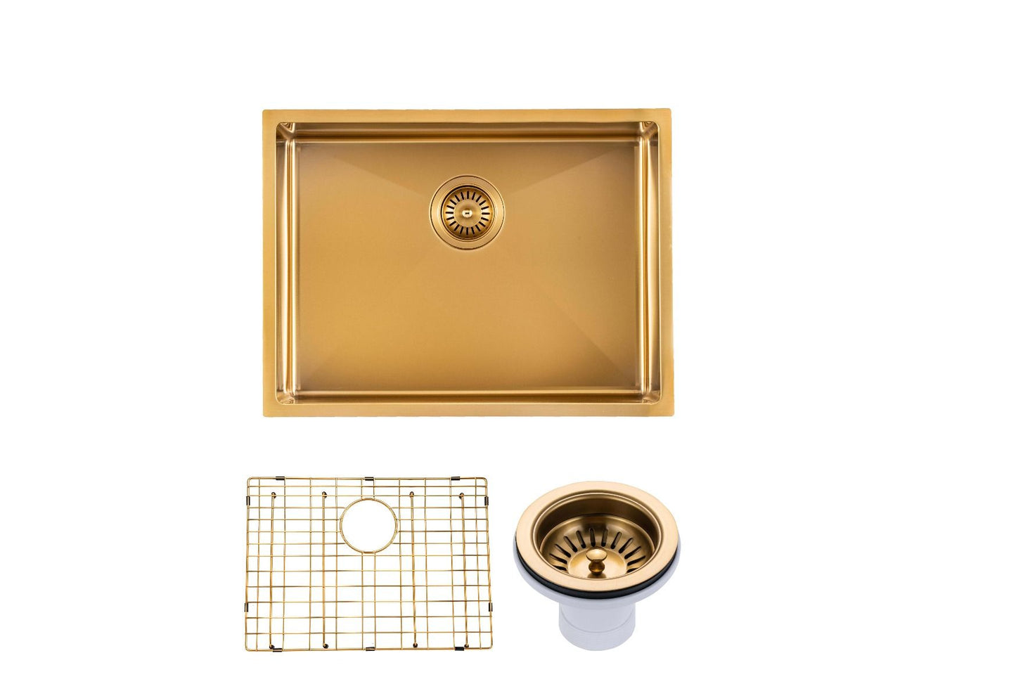 Stainless Steel Brushed Gold Sink with Single Bowl 600x450x230