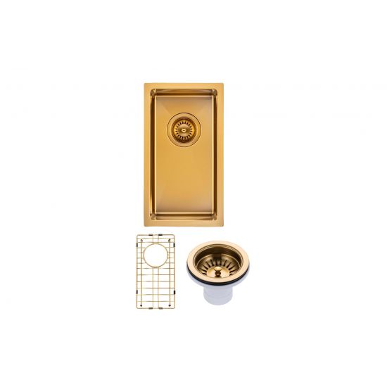 Stainless Steel Brushed Gold Sink with Single Bowl 250x450
