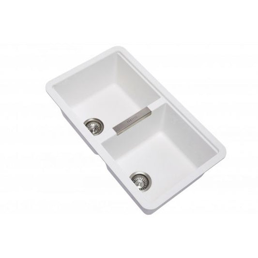 Carysil CGDB Double Bowl Granite Kitchen Sink Undermount 824x481 - White
