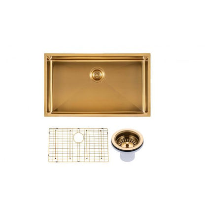 Stainless Steel Brushed Gold Sink with Single Bowl 762x457