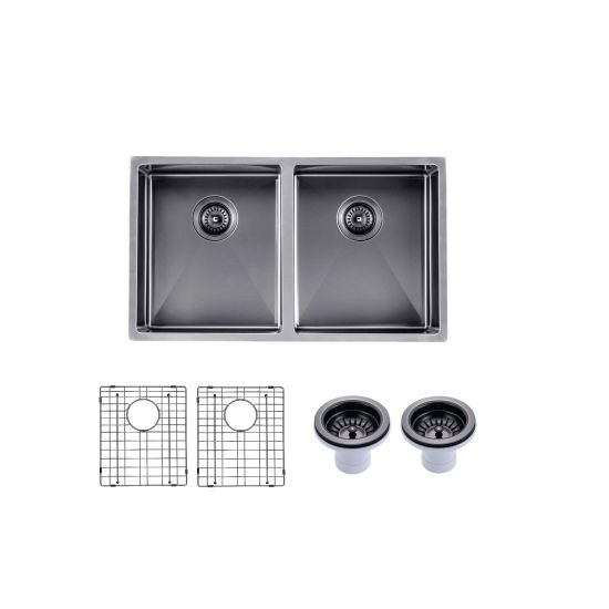 Stainless Steel Gunmetal Grey Sink with Double Bowl 770x450