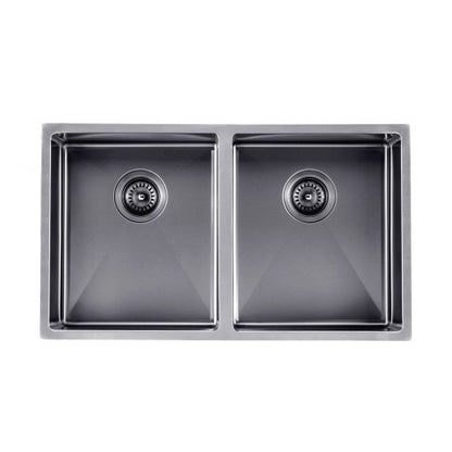 Stainless Steel Gunmetal Grey Sink with Double Bowl 820x457
