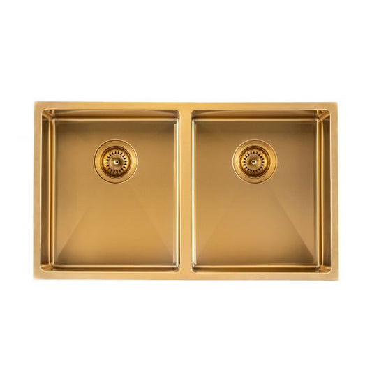 Stainless Steel Brushed Gold Sink with Double Bowl 820x457