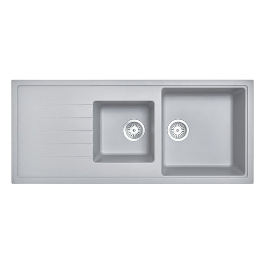 Carysil Vivaldi 1 and 1/2 Bowl Granite Kitchen Sink 1160x500 - Concrete Grey