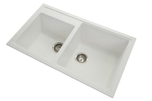 Carysil Vivaldi Double Bowl Granite Kitchen Sink 860x500 - White