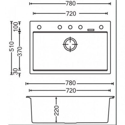 Carysil Waltz Single Bowl Granite Kitchen Sink 780x510- White