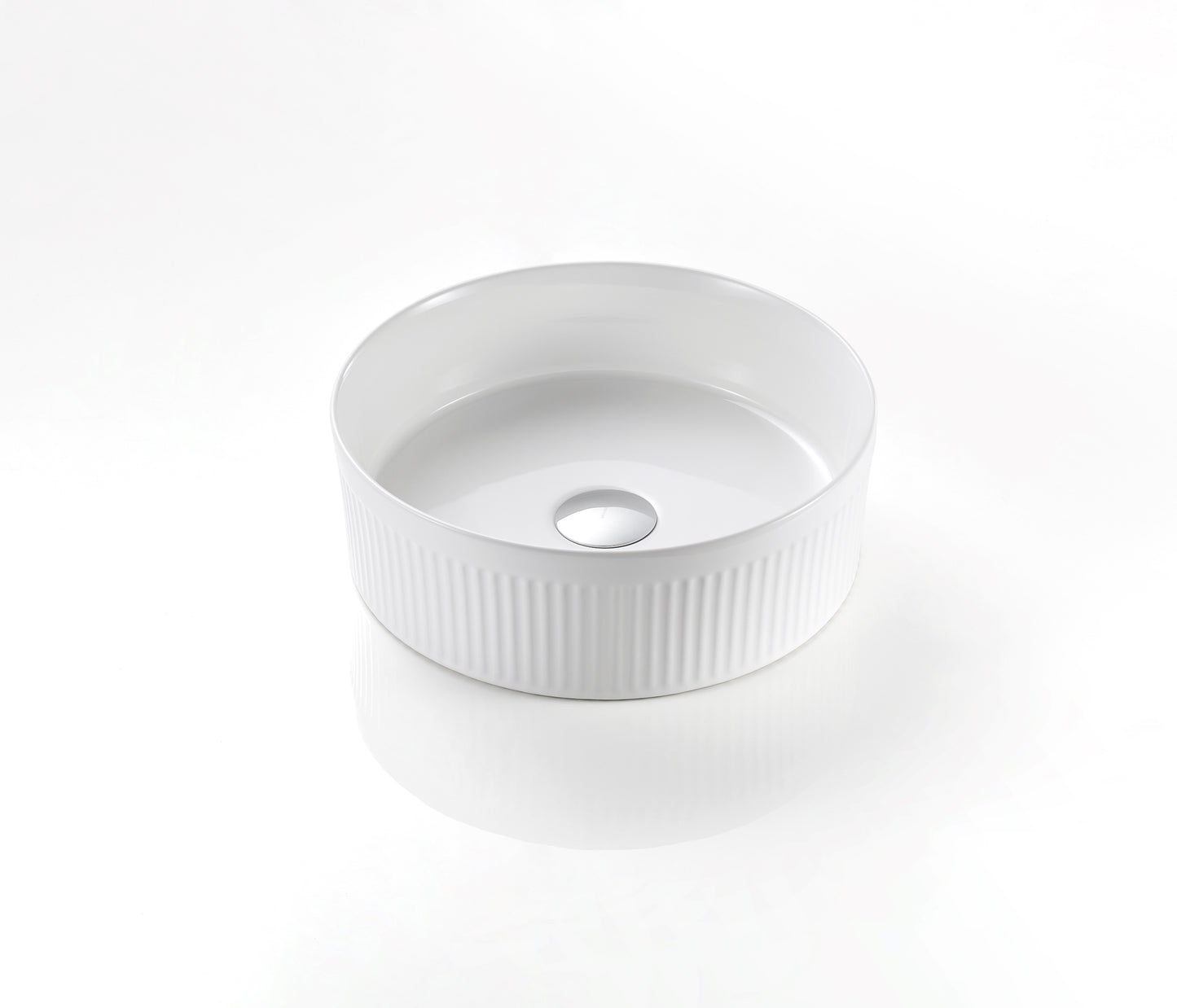 Cascade Fluted Round Art Basin - Gloss White