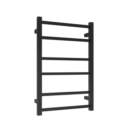 Heated Towel Rail 6 Square Tubes - Matte Black