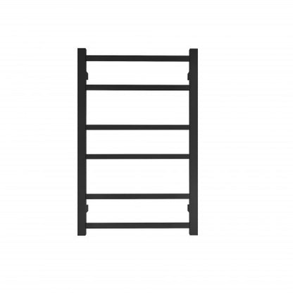 Heated Towel Rail 6 Square Tubes - Matte Black