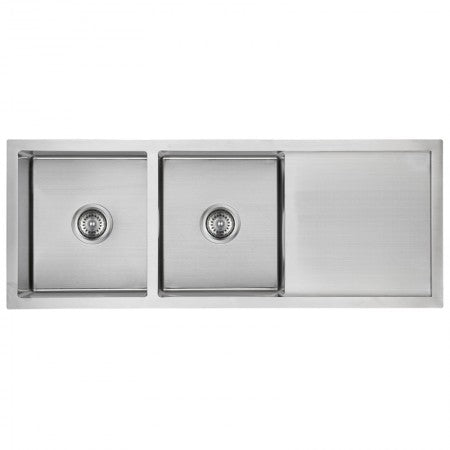 Stainless Steel Kitchen Sink with Double Bowl and Drainer 1160x450