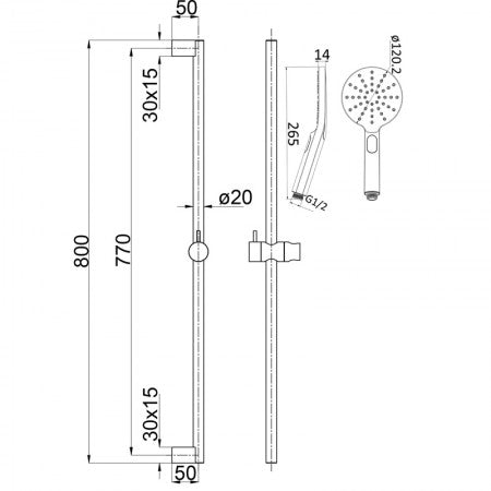 Cora Round Sliding Shower Set - Brushed Nickel